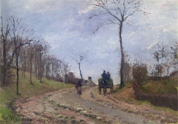 carriage on a country road winter outskirts of louveciennes 1872 Camille Pissarro Oil Paintings
